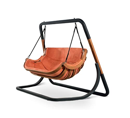 4IQ Outdoor Hängesessel mit Gestell 183x86x17 cm - Hängestuhl Outdoor Wetterfest mit Kissen - Hanging Chair 2 Personen - Hängesitz mit Ständer - Hänge Sessel Garten