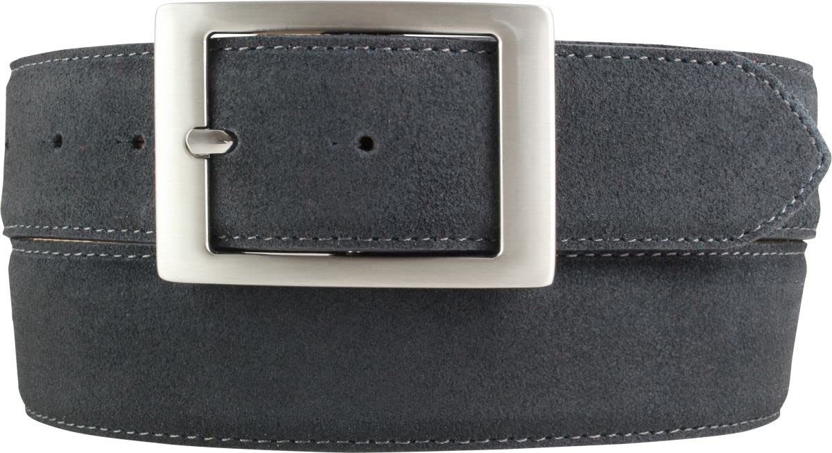 BELTINGER Herren-Gürtel aus Veloursleder mit Doppel-Schnalle 4 cm | Velour-Ledergürtel für Herren 40mm | Wildleder-Gürtel 4cm | Anthrazit 95cm