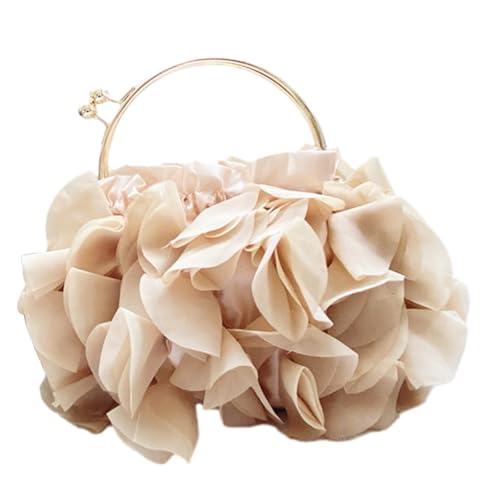 HIOPOIUYT 2023 Neue florale Tasche, trendige Damengeldbörse, modische Blumenhandtaschen, Damen, Mädchen, Abendtasche, Handtasche, elegante Party-Clutches, champagnerfarben