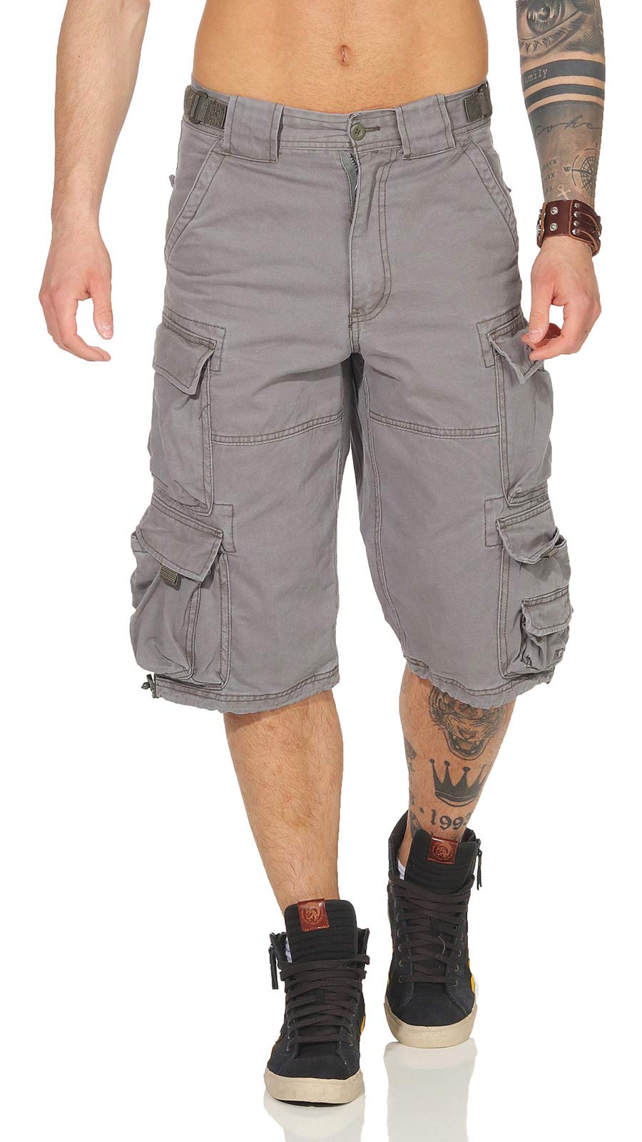 Jet Lag Cargo Shorts 007 B mit Seitentaschen in schwarz beige Cement Navy Olive Jeans (M, Moon Mist)