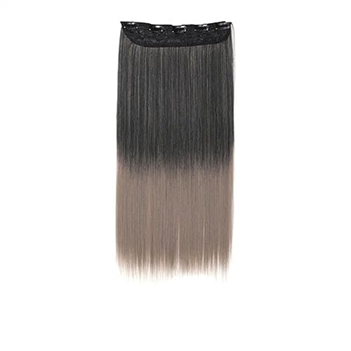 Clip-in-Haarverlängerungen 22 Zoll synthetische Clip-on-Haarverlängerung, Ombre, bunte Perücke, einteilige, gewellte Haarverlängerung, 5 Clips im Haarteil for Frauen und Mädchen Clip-in-Haarverlängeru