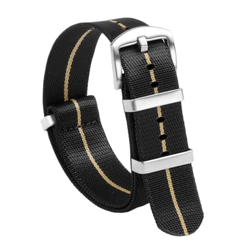 THBGTCNQ 18 mm, 20 mm, 22 mm, Nylon-Uhrenarmband for traditionelle Uhren, sportliches wasserdichtes Armband, Schnellwechsel-Uhrenzubehör(Black Gold,20mm)