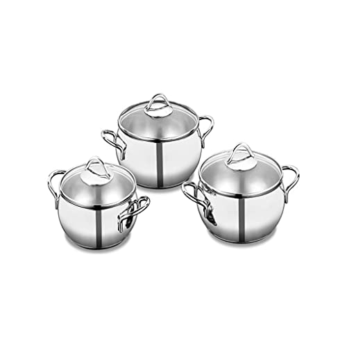 Kochgeschirr Edelstahl Kochgeschirr Set von Suppe Topf 6 Stück Glas Abdeckung Multifunktionale Antihaft Bratpfanne Küche Kochen wisdom