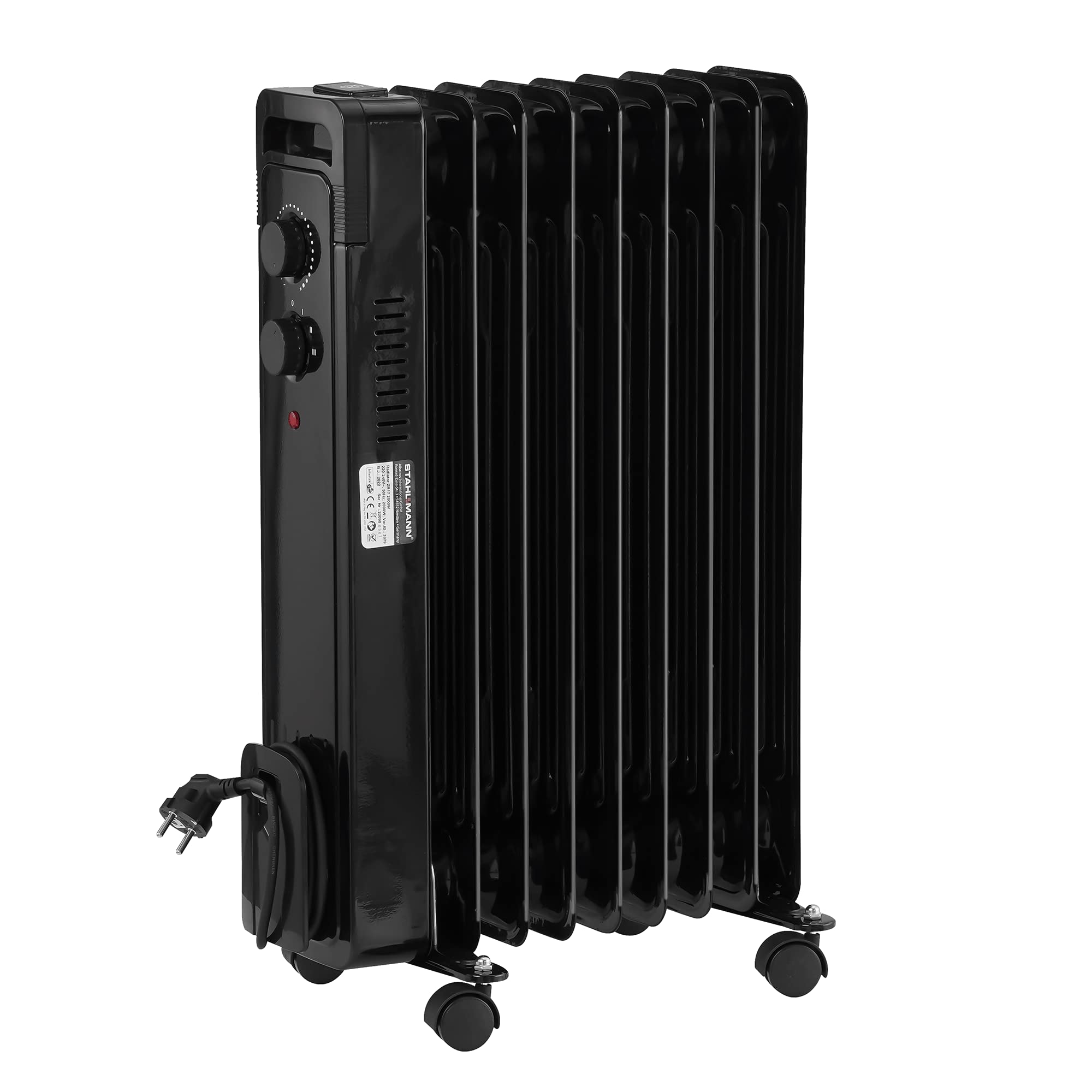 STAHLMANN Ölradiator ZR17 2000 Watt – Elektroheizung Energiesparend bis 40 qm Fläche – Heizung Elektrisch mit Thermostat und 3 Heizstufen – Elektrisches Heizgerät, Electric Heater Schwarz