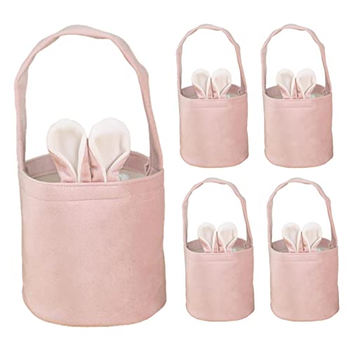 5 Stück Osterhasen-Taschen, Osterhasen-Körbe, niedliche Hasenohr-Tragetaschen, wiederverwendbare -Geschenktüte for Kinder-Eiersuche/Süßigkeiten/Osterparty/292 (Color : Pink)