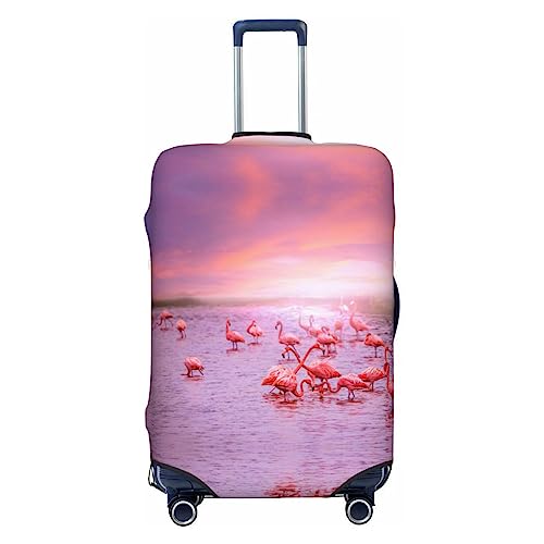 Reisegepäckabdeckung, strapazierfähig, passend für 45,7 - 81,3 cm große Gepäckstücke, Pink Flamingos, Größe M, Schwarz, Medium