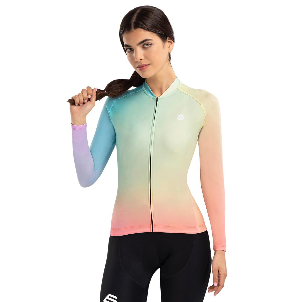 SIROKO - Langärmeliges Radtrikot für Damen M2 Madone - XL - Gelb/Schweinchenrosa