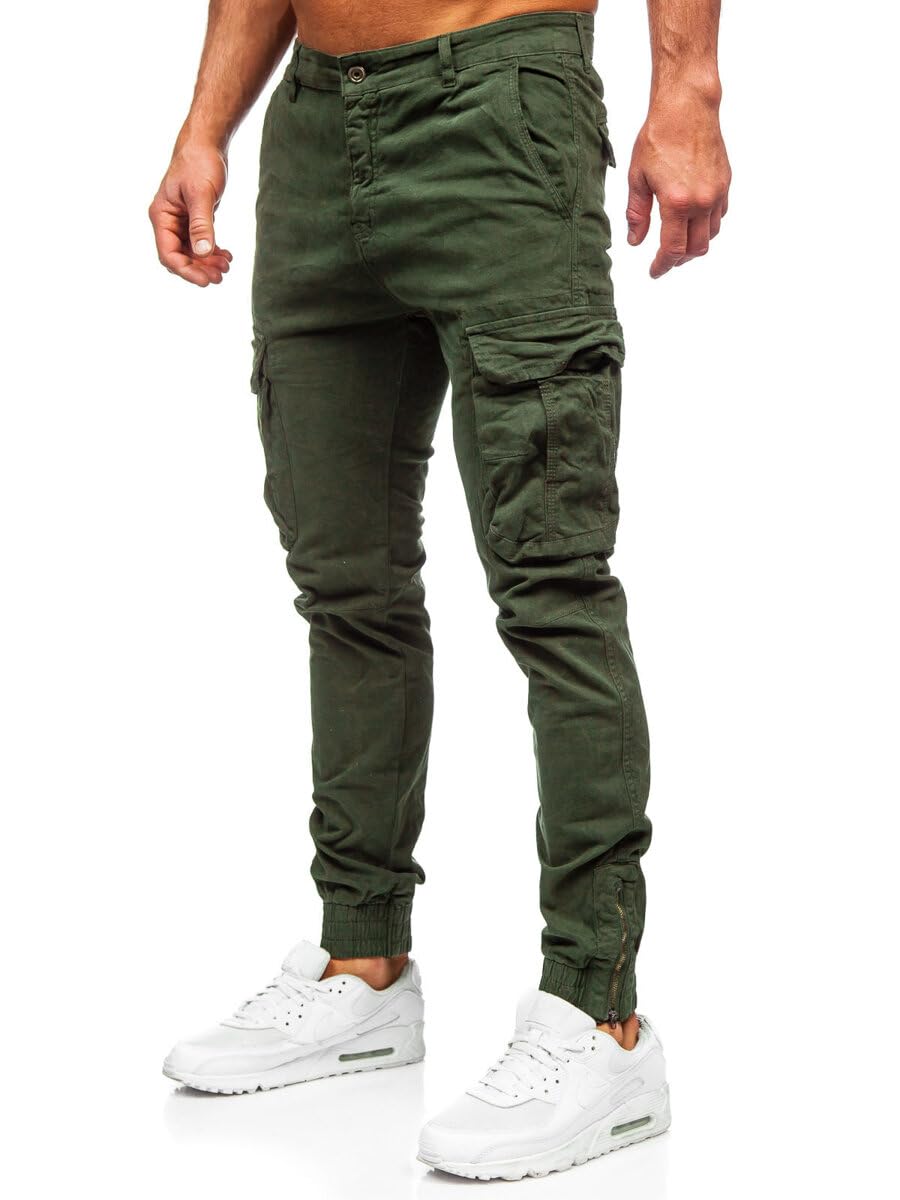 BOLF Herren Cargohose Stoffhose Wanderhose Outdoorhose Baumwollmischung Multi Taschen Arbeitshose Combat Tactical Hose Relaxed-Fit Trekkinghose 2233 Khaki S [6F6]