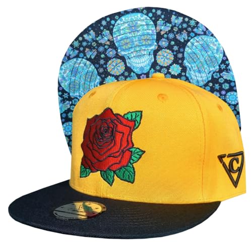 Capiche [99+ VARIATIONEN] Snapback Cap - Kappe - Baseball - Mütze - Kunst - Unisex - Schirm - Männer - Herren - Damen - [DayOfTheDead] - DOTD2 - Gelb - Mexiko