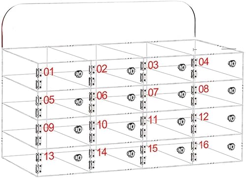 Handy-Schließfach, durchsichtige Handy-Aufbewahrungsbox aus Acryl mit Türschlössern und Schlüsseln, Wandmontage für Büro, Schule, Klassenzimmer, Fabrik, 16