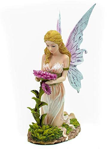 Joh. Vogler GmbH Kleine Frühlingsfee Florina kniet vor Blume 16 cm Figur Skulptur Engel Fairy Elfe