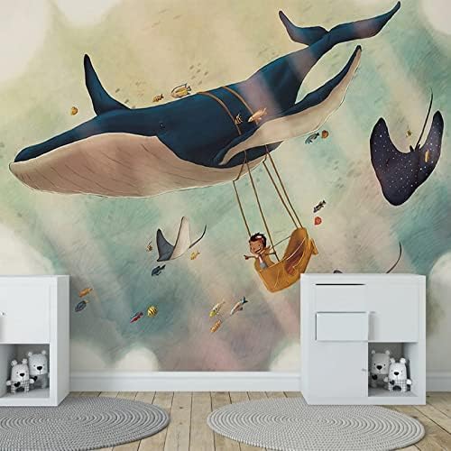 XLMING Cartoon Creative Sky Whale Kinder 3D Tapete Home Dekoration Wohnzimmer Sofa Schlafzimmer Tv Hintergrund Wand-200cm×140cm