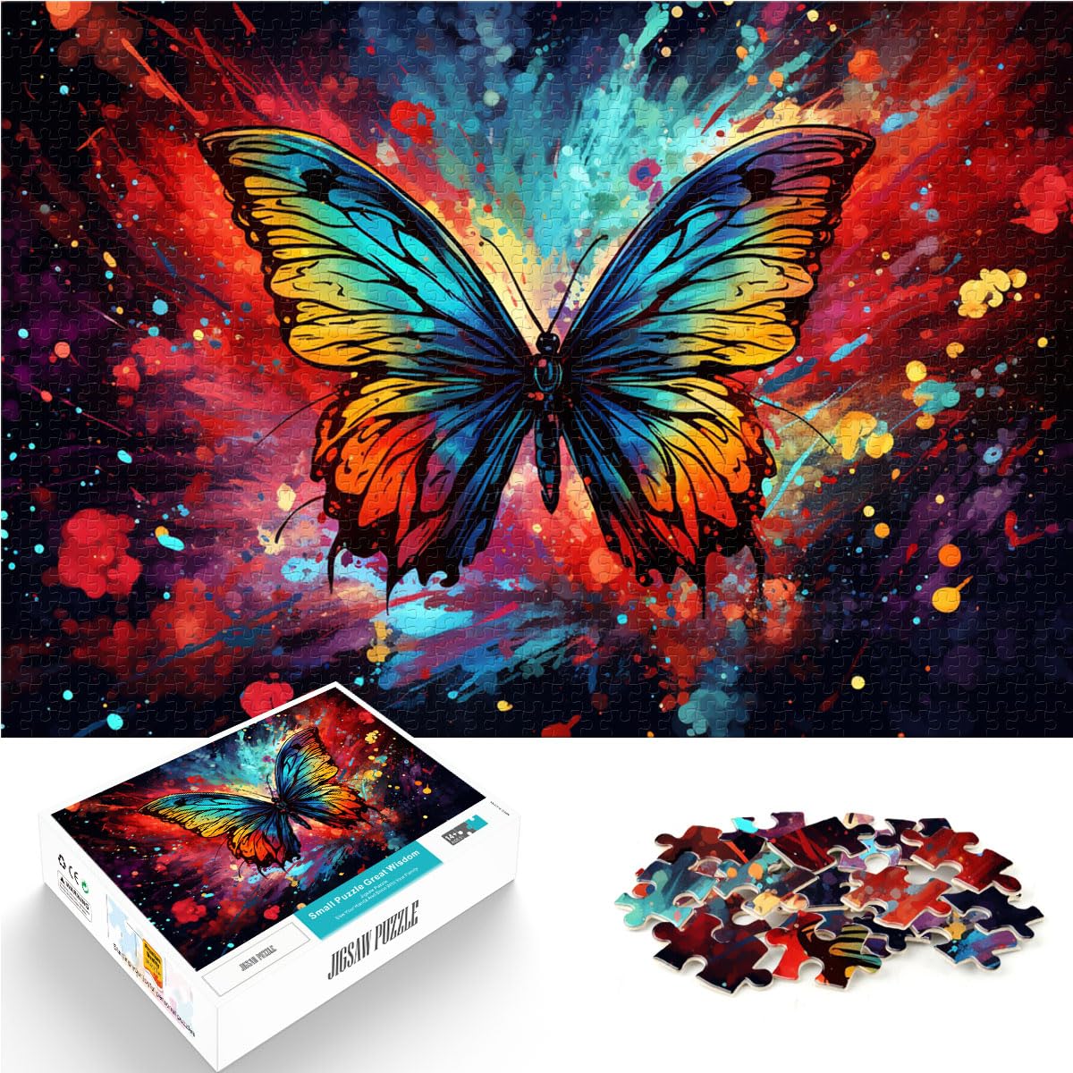 Puzzle-Spiele Bunter Schmetterling 1000-teiliges Puzzle Holzpuzzle Familienspiel zum Stressabbau Schwieriges Herausforderungspuzzle 1000 Teile (50 x 75 cm)