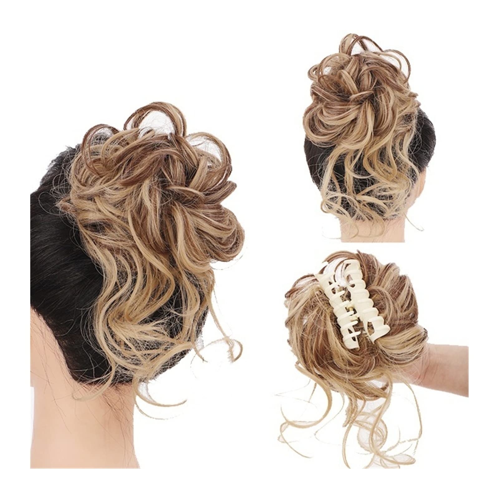 Haarknoten Erweiterung Messy Claw Clip Chignon Haarknoten Lockige Perücke Synthetische lockige gewellte Dutt Haarklammer in Dutt Messy Chignons Haarverlängerungen for Frauen Haarschmuck Damen (Color