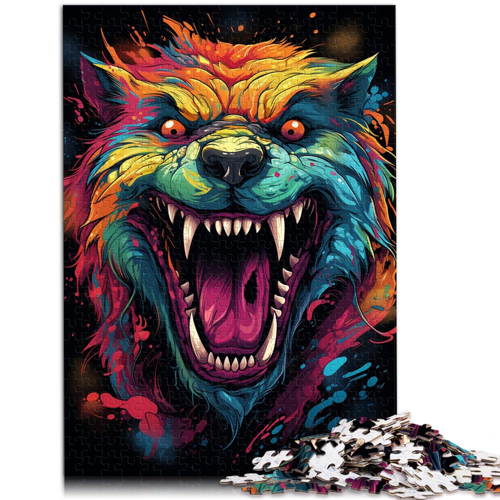 Puzzle für farbenfrohes Psychedelic von Fire Predator, 1000 Teile, für Erwachsene, Geschenke, Holzpuzzle, lustige Puzzles, Heimdekorations-Puzzles (50 x 75 cm)