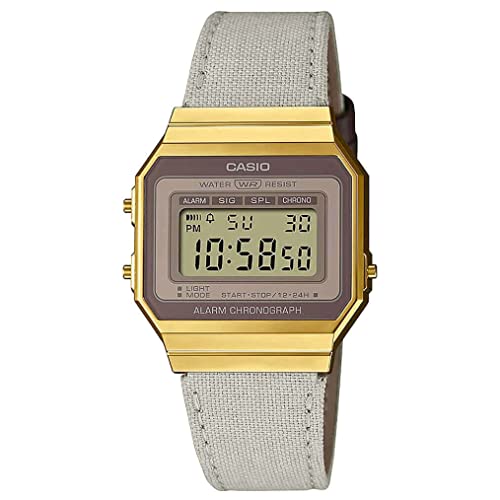 Vintage Iconic Damenuhr Hellgrau/Goldfarben Casio Silberfarben