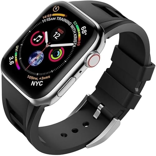 NEYENS Silikon-Uhrenarmband, Edelstahl-Schnalle, Mod-Kit, für Apple Watch Ultra 49 mm, 45 mm, 44 mm, 42 mm, Ersatzzubehör, 44mm, Achat