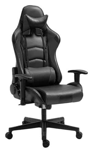 BFVAKBKYT Home Office Ergonomischer Schreibtischstuhl, Stuhl mit Kopfstütze und Lordosenstütze, Gaming-Stuhl for Erwachsene, Männer, Frauen, Teenager, Schreibtischstuhl(Black)