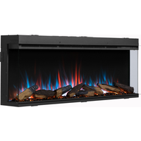 CrownFlame Athena 52" Elektrokamin - Elektrischer Einbaukamin mit Heizung - realistischer 3D-Flammeneffekt, integrierte Knisterfunktion, LED-Beleuchtung, Fernbedienung, Timer, Thermostat - Schwarz