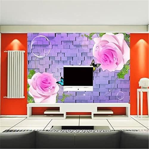 XLMING Lila Rose Romantische Hochzeit Wand Speisesaal Tv Hintergrund 3D Tapete Wohnzimmer Sofa Schlafzimmer Esszimmer Home Dekoration Wand-400cm×280cm