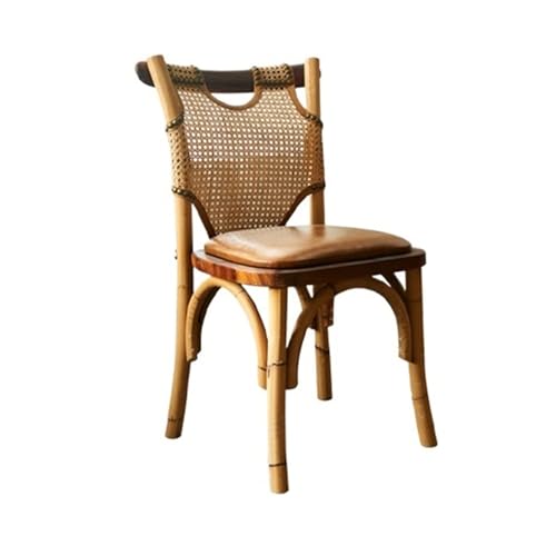 yixinzi-2024 Rattan-Akzentstuhl Gepolsterter Loungesessel im Mid-Century Modern-Stil mit Rattanrückenlehne und Holzrahmen – Rattanstuhl for Wohnzimmer, Schlafzimmer, Büro und Empfangsbereich Sessel