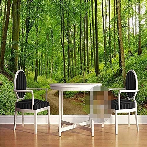 Vliesstoff Stroh Texturiert Grüne Bäume Waldlandschaft 3D Tapeten Wanddekoration Fototapete Sofas Wohnzimmer Wandbild Schlafzimmer-250cm×170cm