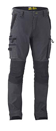 Bisley Workwear Flex & Move UKBPC6333_BCCG Cargohose, Stretch, Reißverschluss mit Knietaschen, Anthrazit, 52S