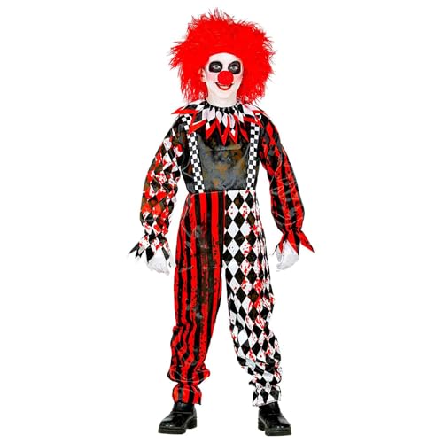 Widmann - Kinderkostüm Killer Clown, Overall mit Kragen, blutverschmiert, Horror, Psycho, Killer, Halloween