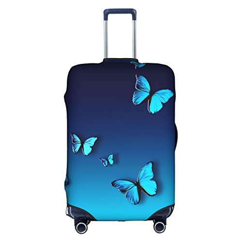 Schöner blauer Schmetterlings-Trolley-Reisekoffer: hohe Elastizität mit Reißverschluss, Größe XL, geeignet für 45,7 - 81,3 cm (18-32 Zoll) Trolley-Koffer