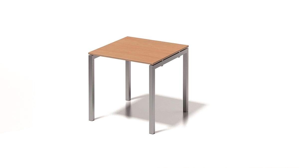 BISLEY Cito Schreibtisch, 740 mm höhenfixes U-Gestell, Metall, Bc355 Dekor Buche, Gestell Silber, 80 x 80 x 74 cm