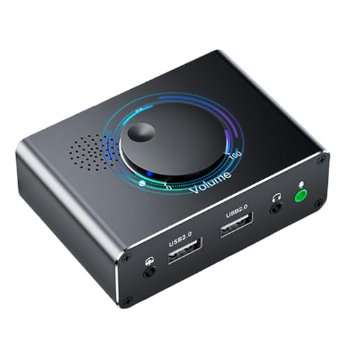 ZHENNB USB-Soundkarte, externe USB-Soundkarte mit Lautstärkeregler, USB-Kopfhörer-Mikrofon, 3,5-mm-Port-Equalizer für PC