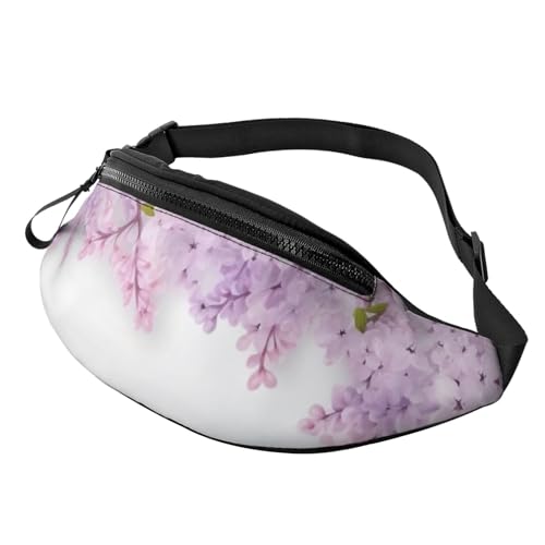 Bauchtasche für Angelsee, leichte Hüfttasche für Reisen und den täglichen Gebrauch, Einrahmende lila Blumen in Blüten, Einheitsgröße