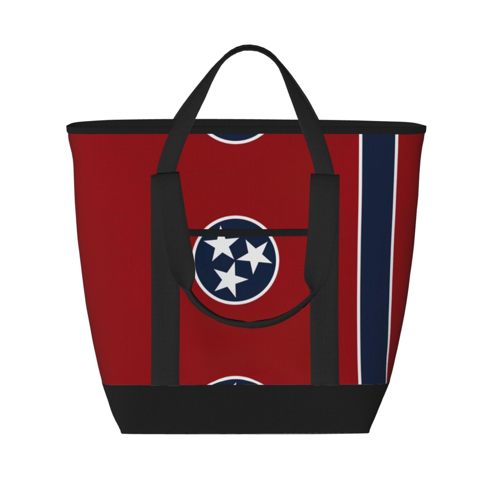 YQxwJL Isolierte Kühltasche mit Tennessee-Flagge, großes Fassungsvermögen, Einkaufstasche, Reisetasche, Strand, wiederverwendbare Einkaufstasche für Erwachsene, Schwarz, Einheitsgröße