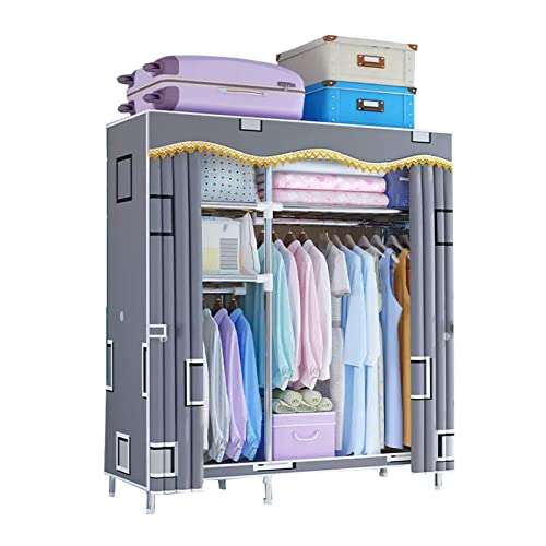 Kleiderschrank, tragbarer Canvas-Kleiderschrank für das Schlafzimmer, Aufbewahrungs-Organizer für den Kleiderschrank mit Kleiderstangen, Stoff-Kleiderschrank für das Schlafzimmer, 123 x 45 x