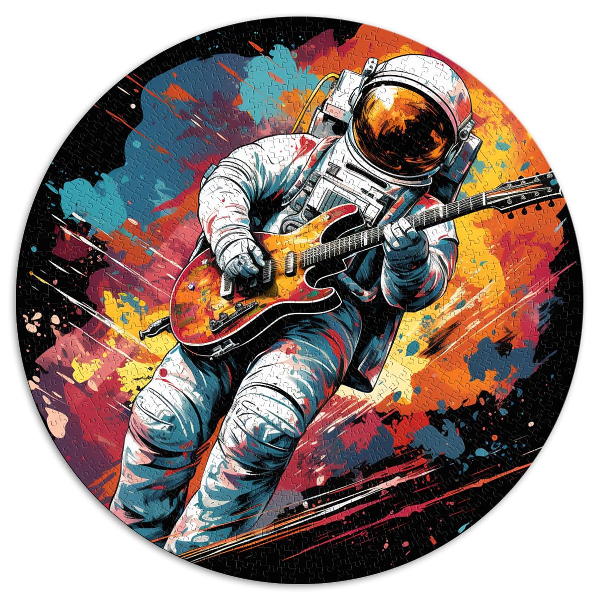 Puzzles Astronaut Electric Guit 1000 Puzzleteile für Erwachsene 67,5 x 67,5 cm Lustige Familienpuzzles zum Entspannen, intellektuelles Lernspielzeug