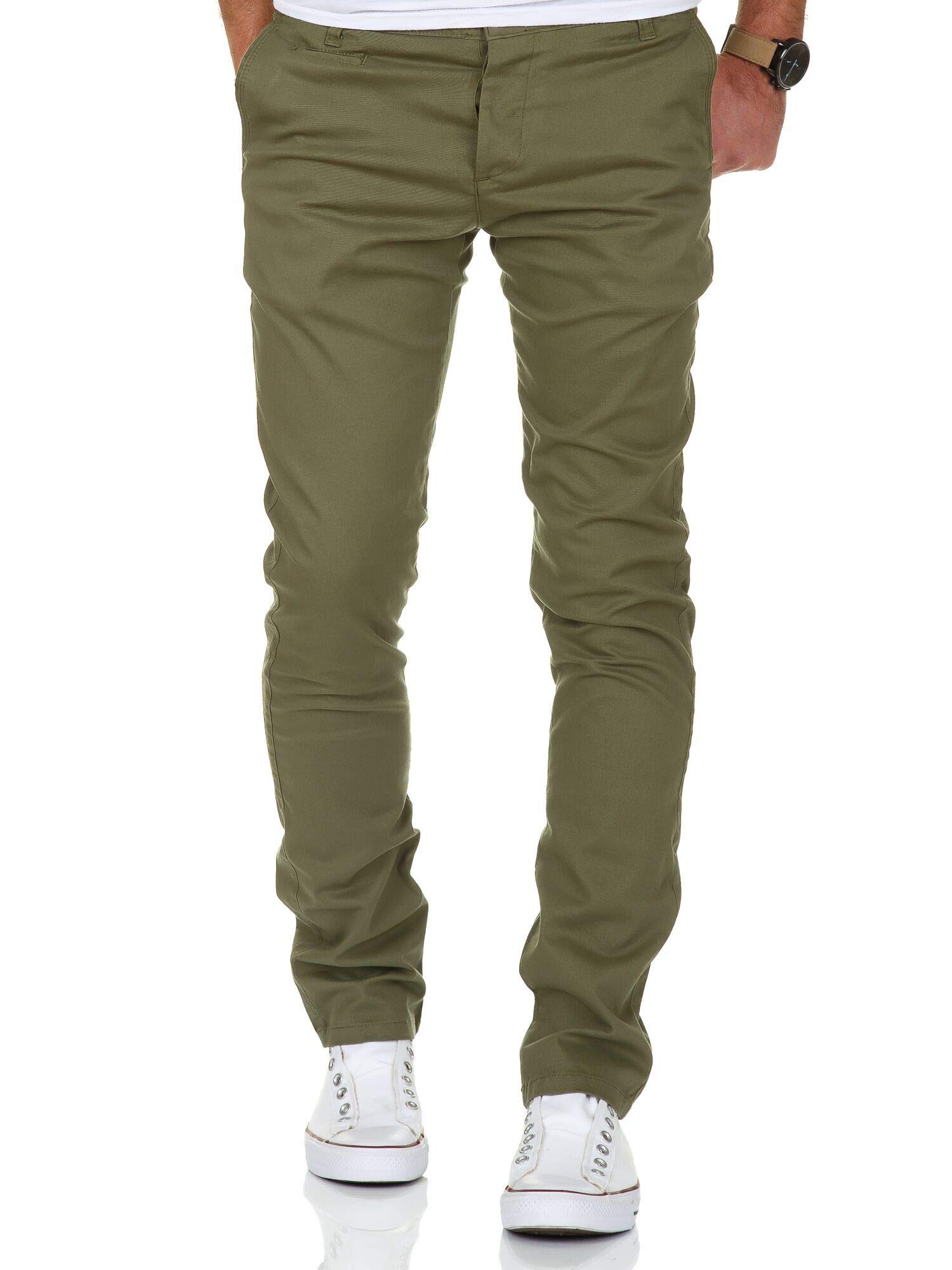 Amaci&Sons Herren Slim Fit Stretch Chino Hose Jeans 7100 Olive W30/L32