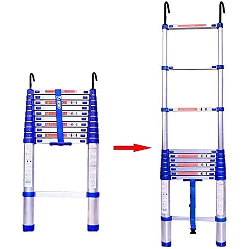 Teleskopleiter aus Aluminium mit Haken, 8 m/7 m/6 m/5 m/4 m/3 m/2 m/1 m hoch, tragbare Mehrzweck-Verlängerung aus Aluminium, einfach zu verwendende und zu tragende Teleskopleiter zum Besteigen des