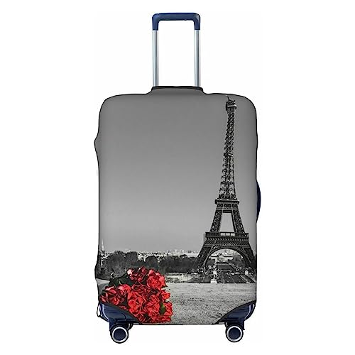 Miniks Reisegepäckabdeckung, Motiv: Paris Tower mit Rose, robuster Koffer-Schutz, passend für 45,7 - 81,3 cm große Gepäckstücke, Größe XL, Schwarz, X-Large