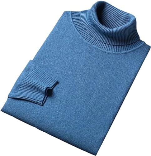 WINDEHAO Premium Rollkragenpullover Slim Fit Dehnbarer Pullover Rollkragenpullover für Herren Langarm High Neck Einfarbig Pullover, blau, M/105/165