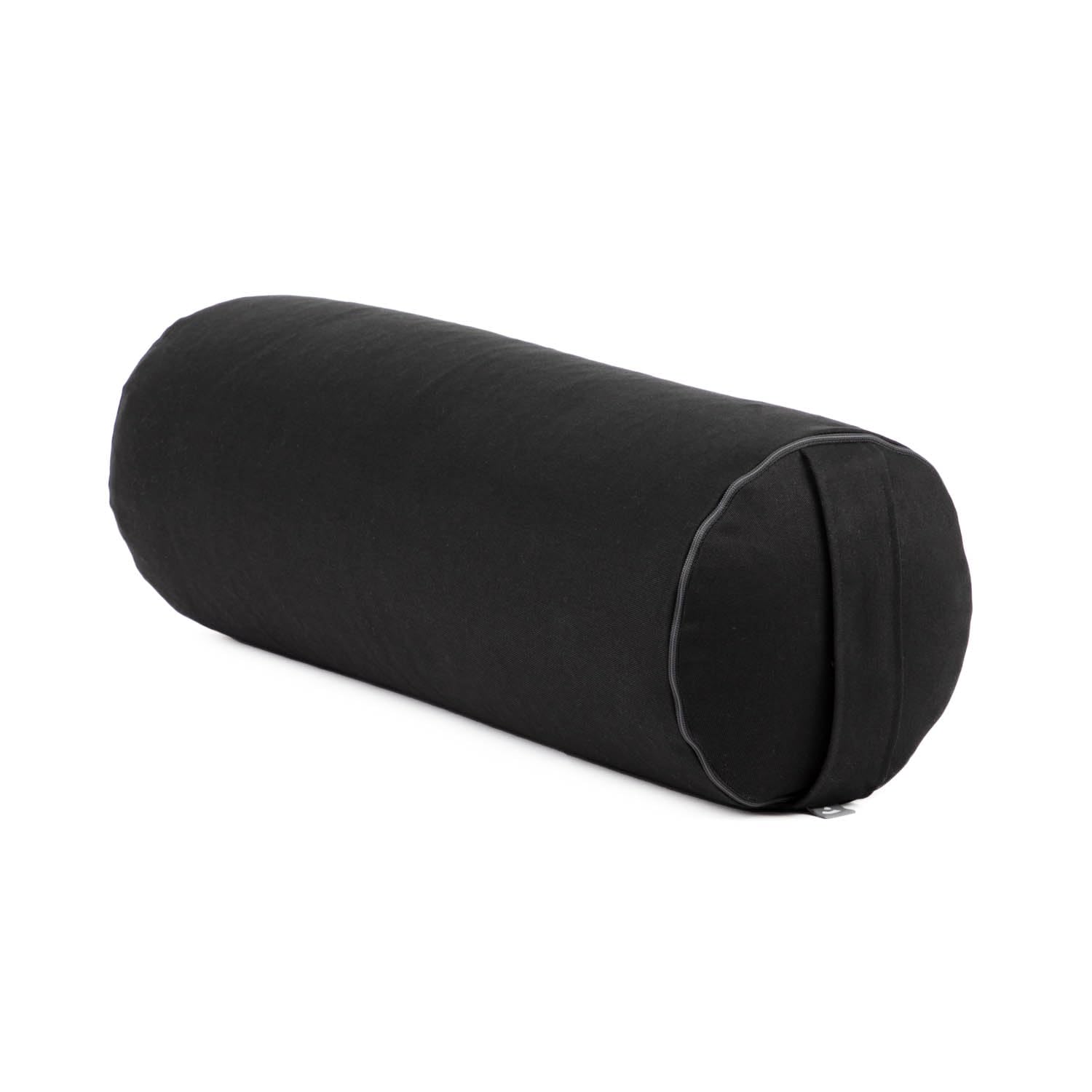 bodhi | Yoga Bolster ECO | 100% Bio-Baumwolle | Yogarolle mit Bio Dinkelfüllung | Waschbar | Yogakissen rund für Restoratives Yoga Übungen | Groß 65 x 20 cm (schwarz)