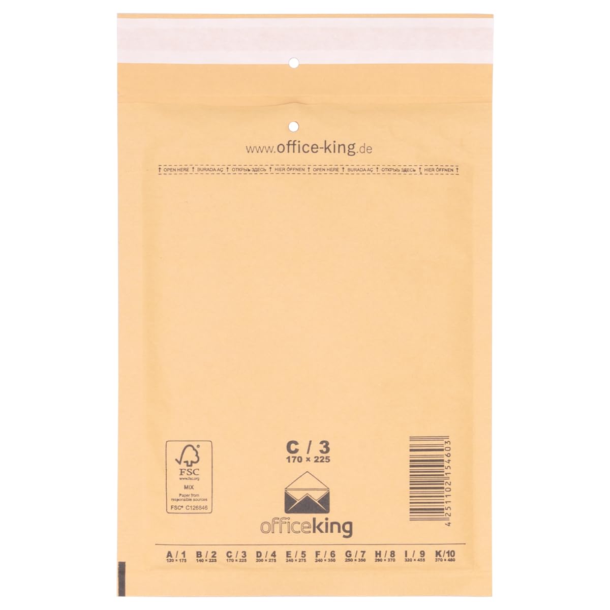 200 x Luftpolstertaschen Gr. C/3 (170x225 mm) DIN A5 B6+ BRAUN - Marken-Qualität von OfficeKing®