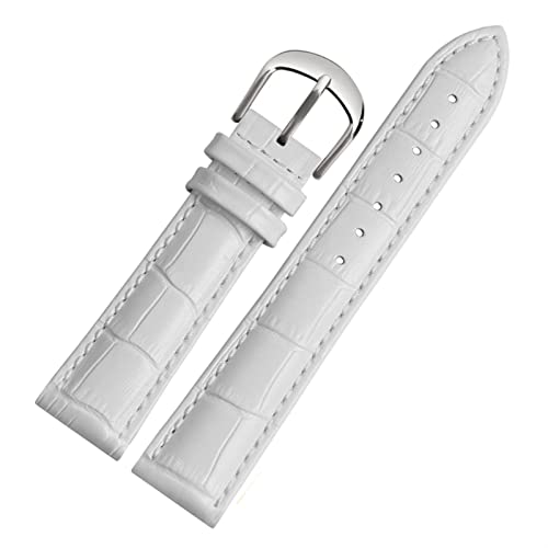 SCRUBY Für Brand Watch Bracelet Belt Woman Watchbänder echtes Leder -Armband -Band 10 12 14 16 18 20 22mm Multicolor -Uhren -Bänder(White silver,18mm)