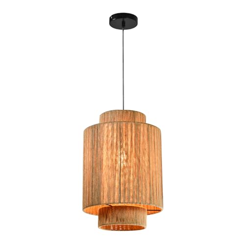 LQWELL® E27 Hängelampe Deckenleuchte Deckenleuchter, Retro Deckenlampe Hängeleuchte 1 Flammig, Linen Beige Kronleuchter für Wohnzimmer Schlafzimmer Esszimmer Bar Hotel Geschäft Studio Cafés