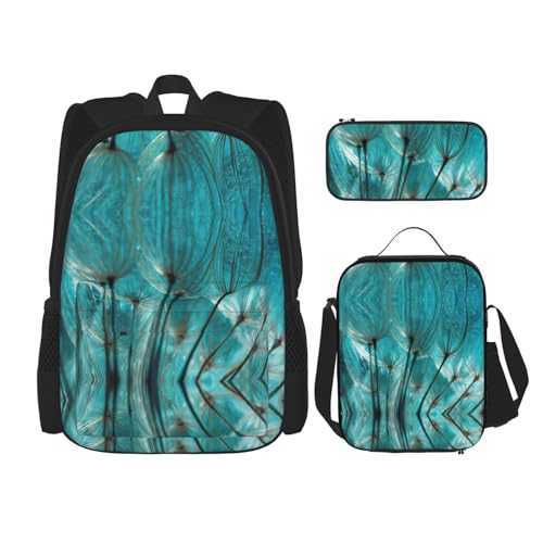 WURTON Schulterrucksack, 3-in-1-Büchertaschen-Set, Lunchbox, Federmäppchen, Reisen, Laptop, Tagesrucksäcke