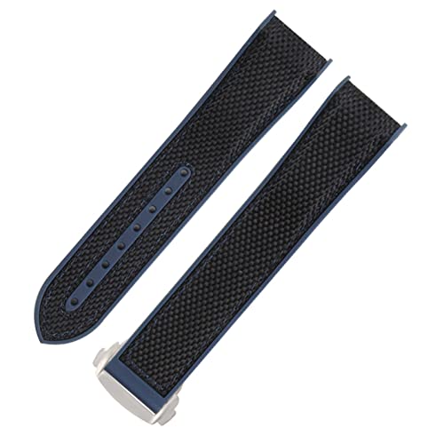 NEYENS Gummi-Uhrenarmband für Omega Seamaster, Faltschließe, luxuriöses Nylon-Silikonarmband, Zubehörteile, 22 mm, Achat