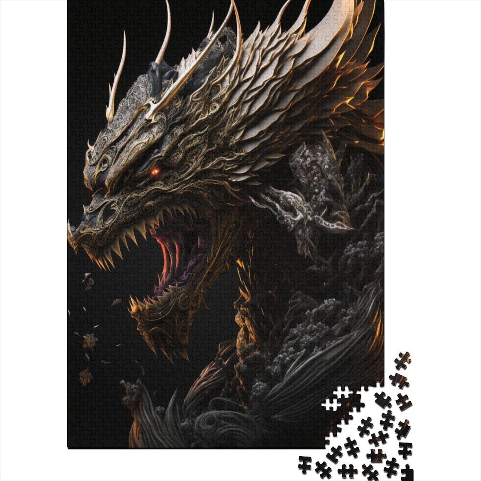 Brave Dragon Puzzles für Erwachsene und Teenager, schwierige, anspruchsvolle Puzzles mit 1000 Teilen, Lernspielzeug, Familienspiele (Größe 75x50cm)