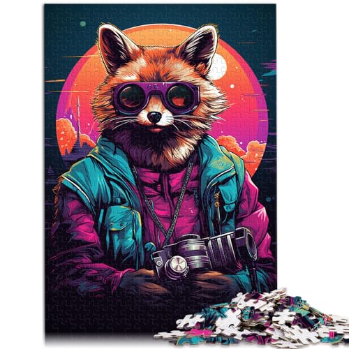 Puzzle für Fuchsboss mit Sonnenbrille, 1000 Teile, Puzzle für Erwachsene, Holzpuzzle, Puzzle-Wanddekoration, einzigartige Geburtstags (50 x 75 cm)