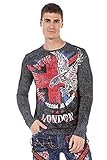 Cipo & Baxx Herren Longsleeve Langarmshirt Pullover Sweater Print Sweatshirt CL499 Schwarz L