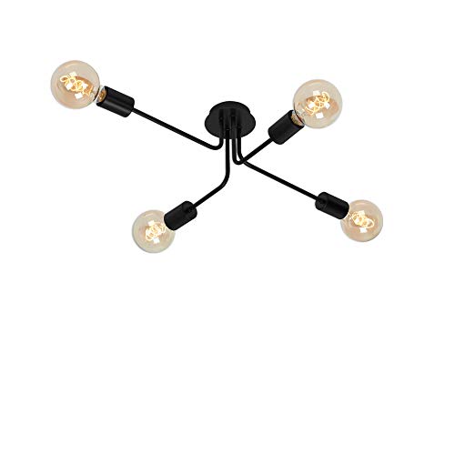 Briloner Leuchten - Deckenleuchte 4-flammig, Deckenlampe, retro, vintage, 4x E27 - max. 60 Watt, Metall, Schwarz, 660x445x185mm (LxBxH)