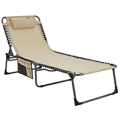 KingCamp Sonnenliege Liegestuhl Bavaro Camping Strand Liege Feldbett Alu 150 kg beige